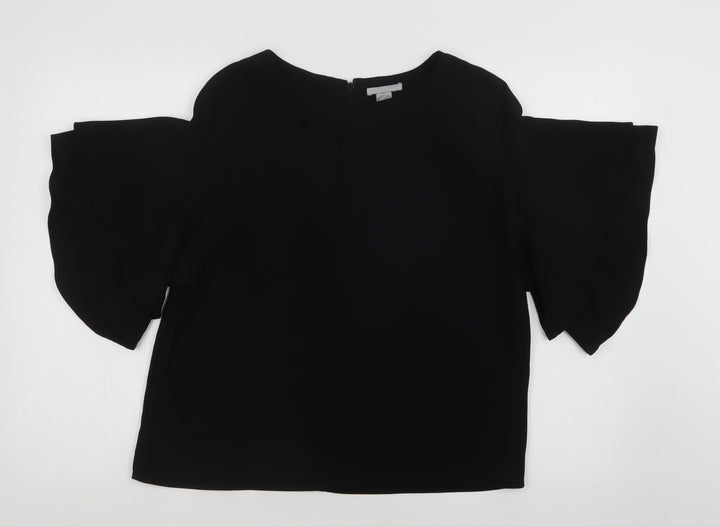 H&M Womens Black Polyester Basic Blouse Size S Round Neck