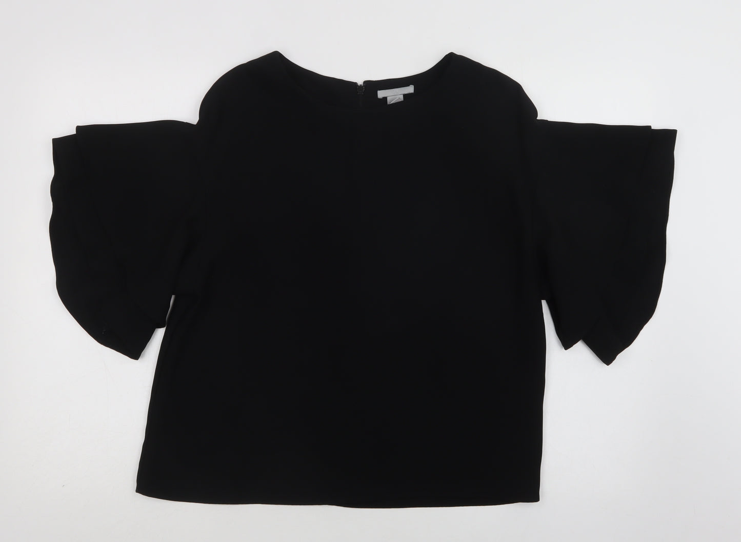 H&M Womens Black  Polyester Basic Blouse Size S Round Neck