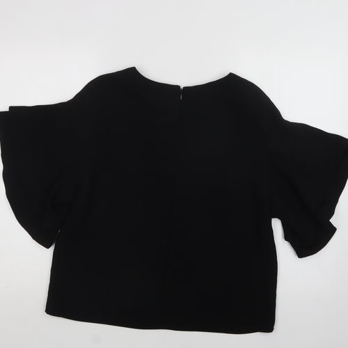 H&M Womens Black  Polyester Basic Blouse Size S Round Neck