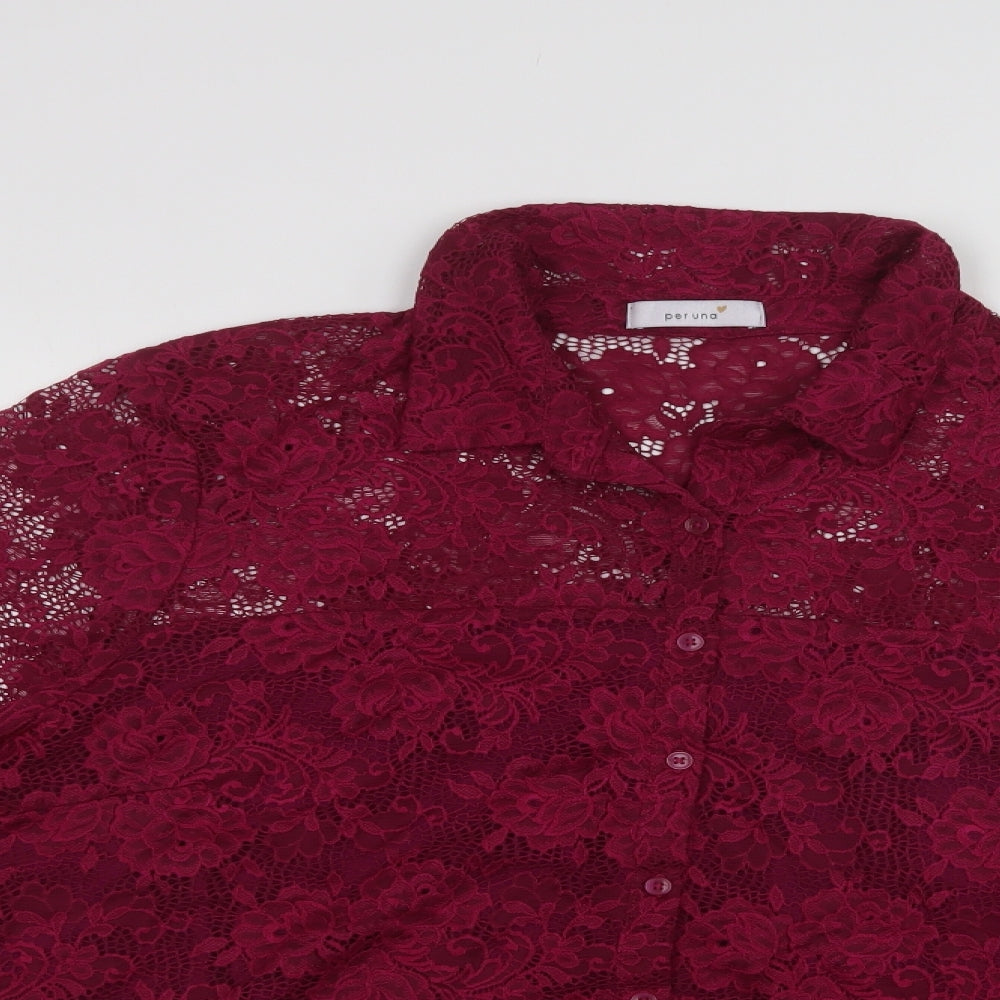 Per Una Womens Purple  Polyamide Basic Blouse Size 24 Collared