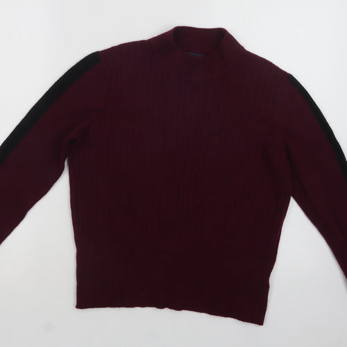 M7S Womens Purple Mock Neck  Viscose Pullover Jumper Size 16