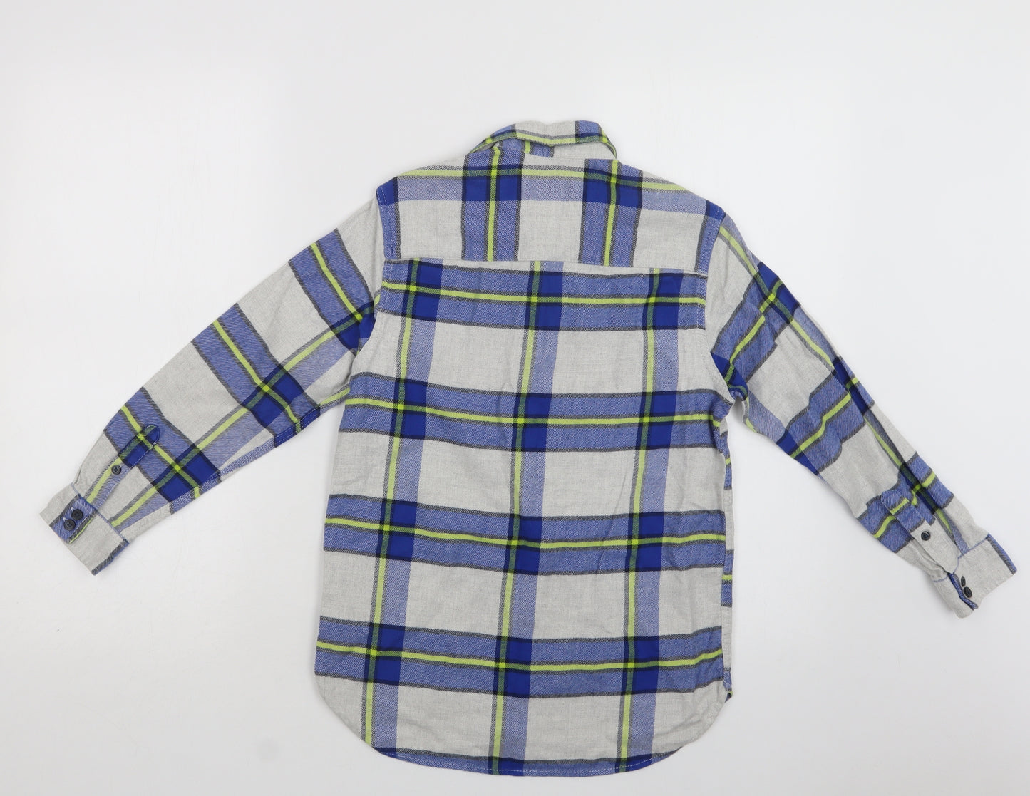 NEXT Boys Grey Check Cotton Basic Button-Up Size 9 Years Collared Button