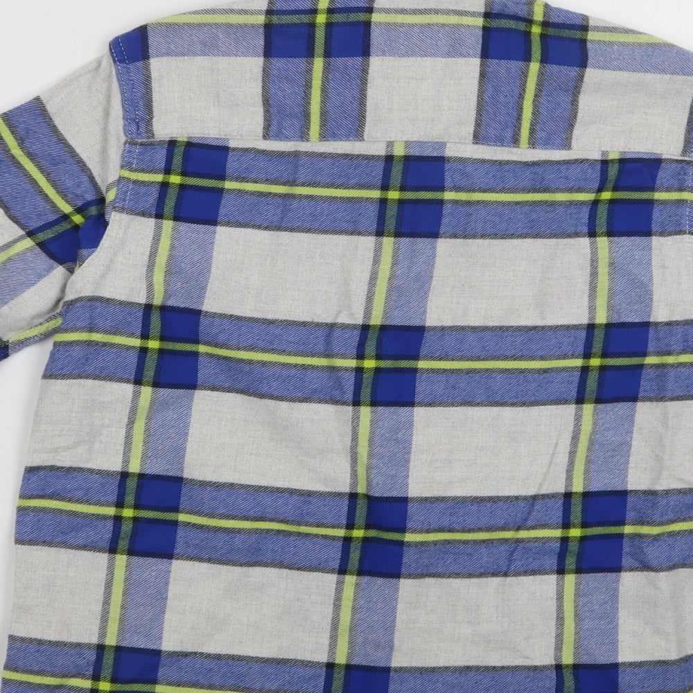 NEXT Boys Grey Check Cotton Basic Button-Up Size 9 Years Collared Button
