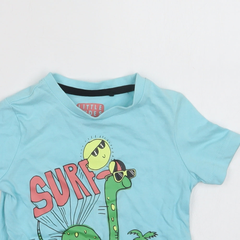 TU Baby Blue  Cotton Basic T-Shirt Size 9-12 Months Crew Neck  - Dino