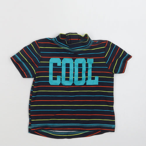 Primark Baby Multicoloured Striped Nylon Basic Blouse Size 9-12 Months Mock Neck Zip - Cool