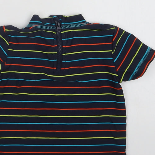 Primark Baby Multicoloured Striped Nylon Basic Blouse Size 9-12 Months Mock Neck Zip - Cool