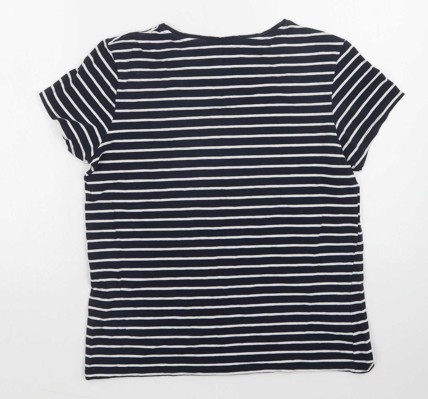 Primark Womens Blue Striped Cotton Basic T-Shirt Size 18 Crew Neck