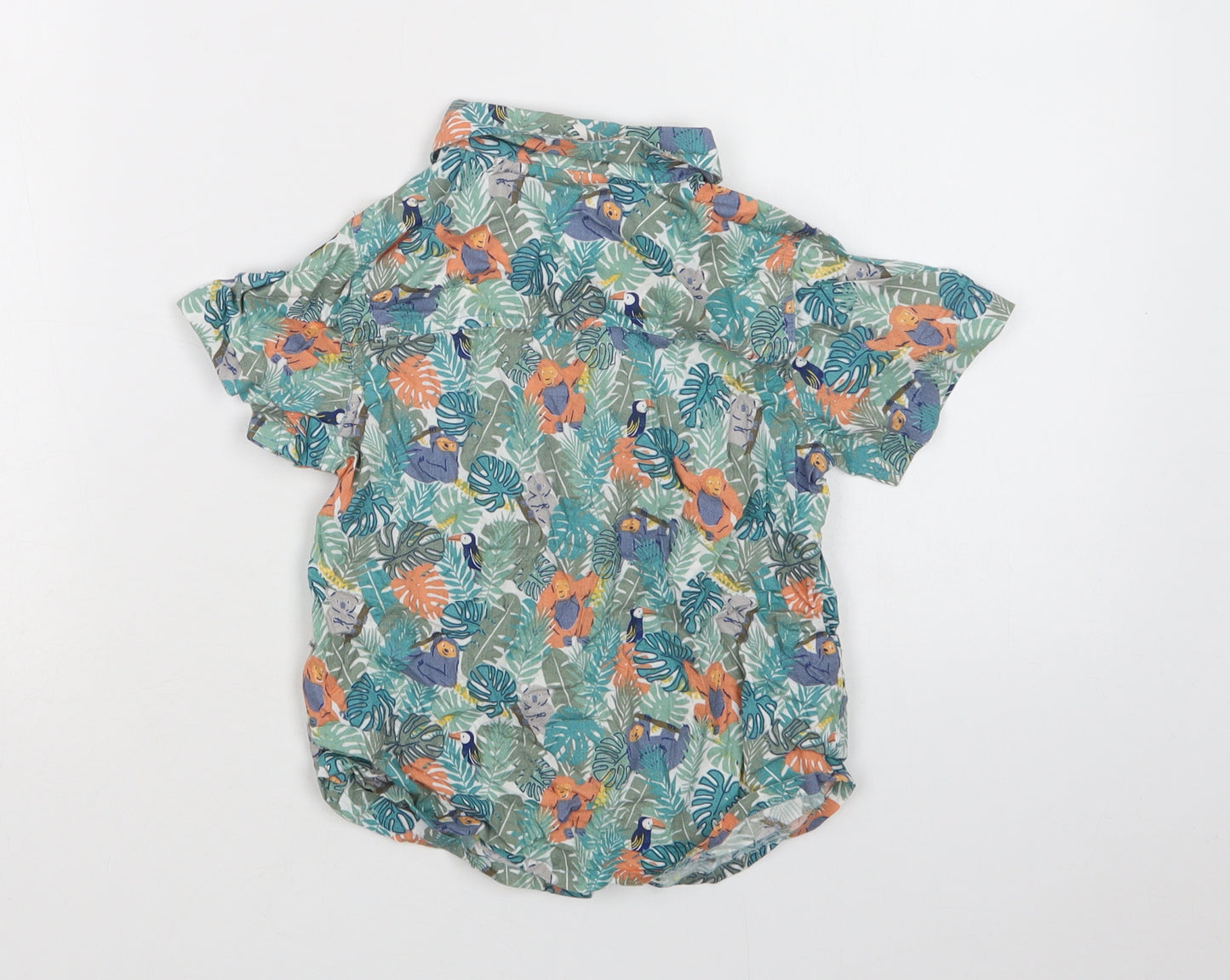 JoJo Maman Bébé Boys Multicoloured Floral Cotton Basic Button-Up Size 4-5 Years Collared Button