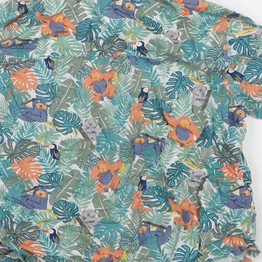 JoJo Maman Bébé Boys Multicoloured Floral Cotton Basic Button-Up Size 4-5 Years Collared Button