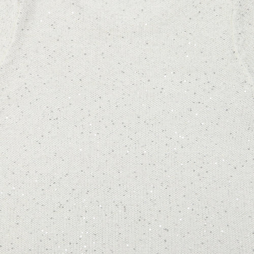 M&S Womens White Crew Neck  Polyester Pullover Jumper Size 8