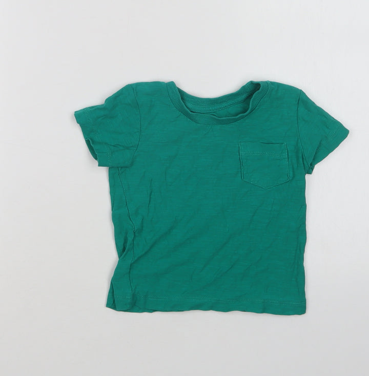 Matalan Baby Green  Cotton Basic T-Shirt Size 9-12 Months Crew Neck