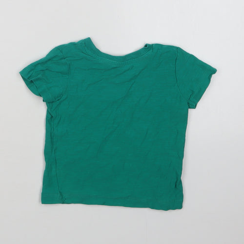 Matalan Baby Green  Cotton Basic T-Shirt Size 9-12 Months Crew Neck