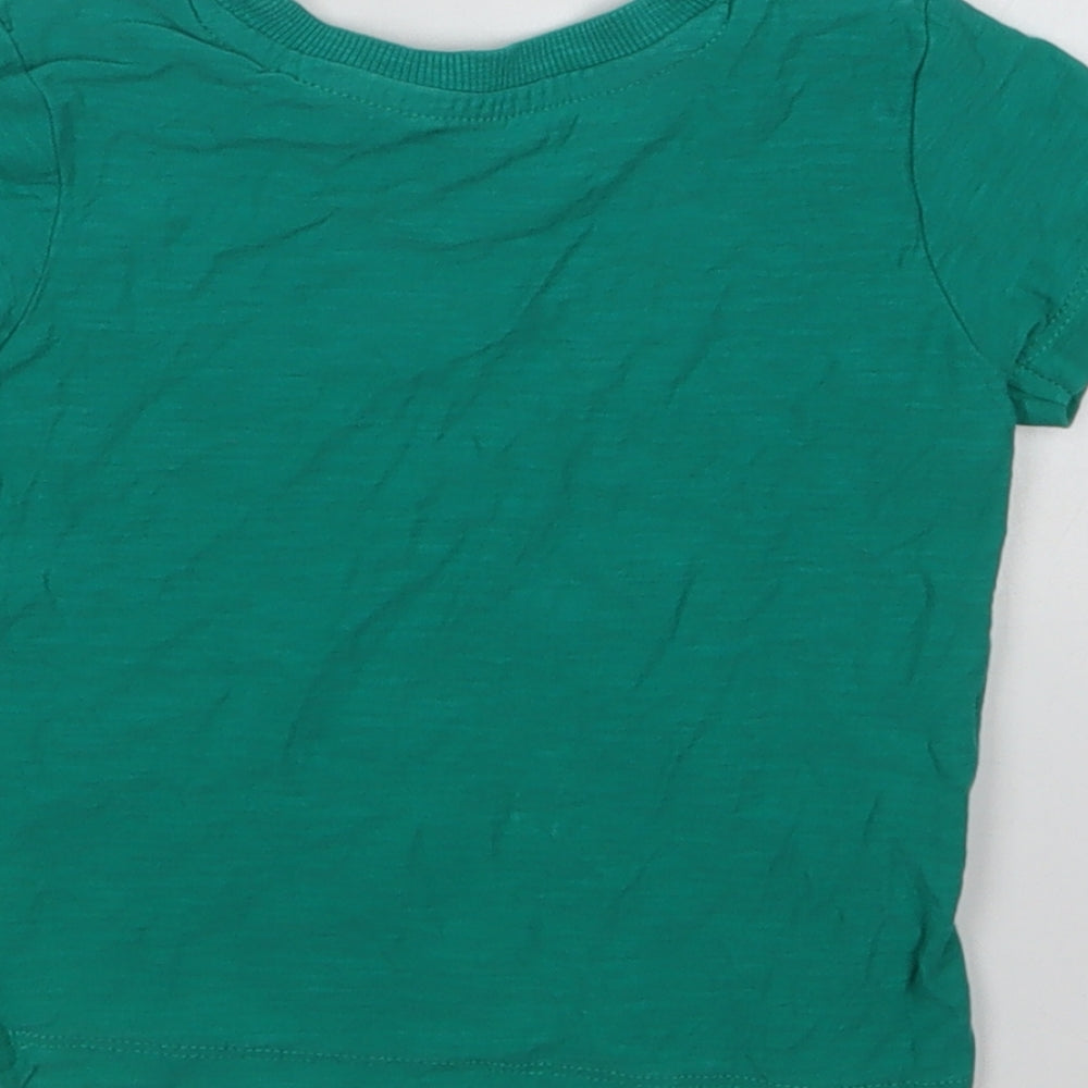 Matalan Baby Green  Cotton Basic T-Shirt Size 9-12 Months Crew Neck