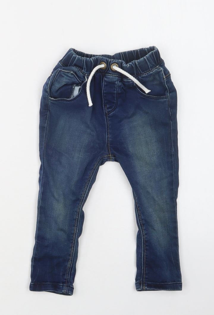 TU Baby Blue Cotton Jogger Jeans Size 12-18 Months Drawstring