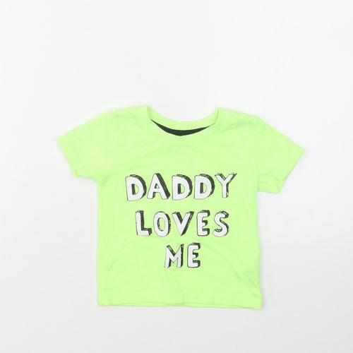 Primarkj Baby Green  Polyester Basic T-Shirt Size 9-12 Months Crew Neck