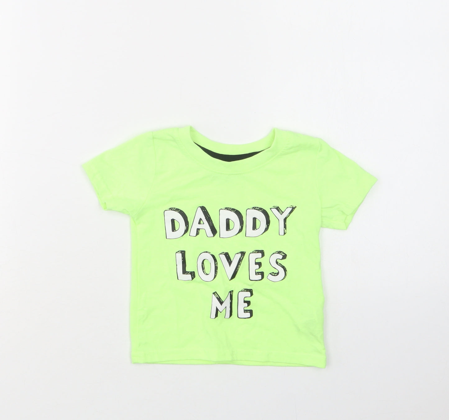 Primarkj Baby Green  Polyester Basic T-Shirt Size 9-12 Months Crew Neck
