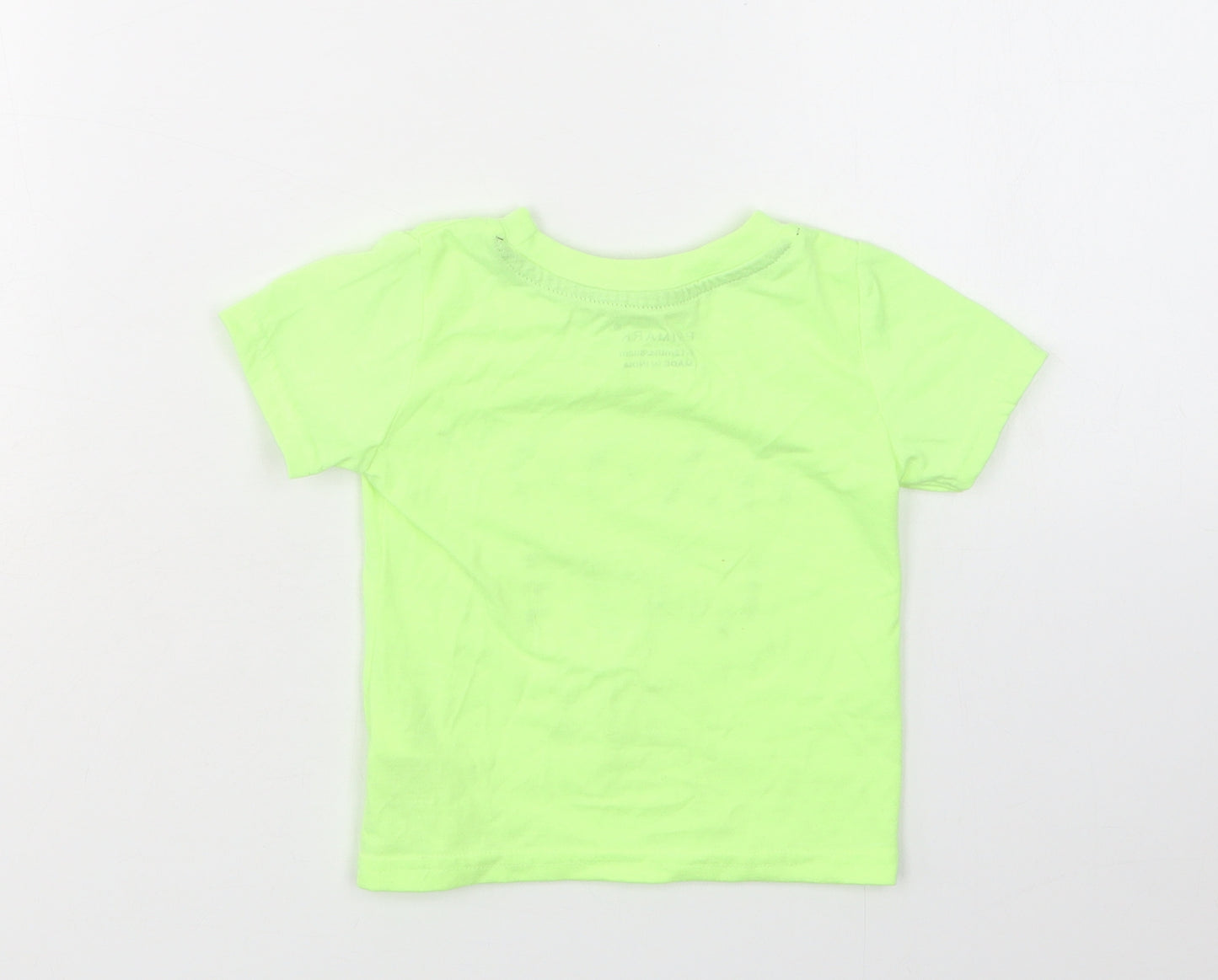 Primarkj Baby Green  Polyester Basic T-Shirt Size 9-12 Months Crew Neck