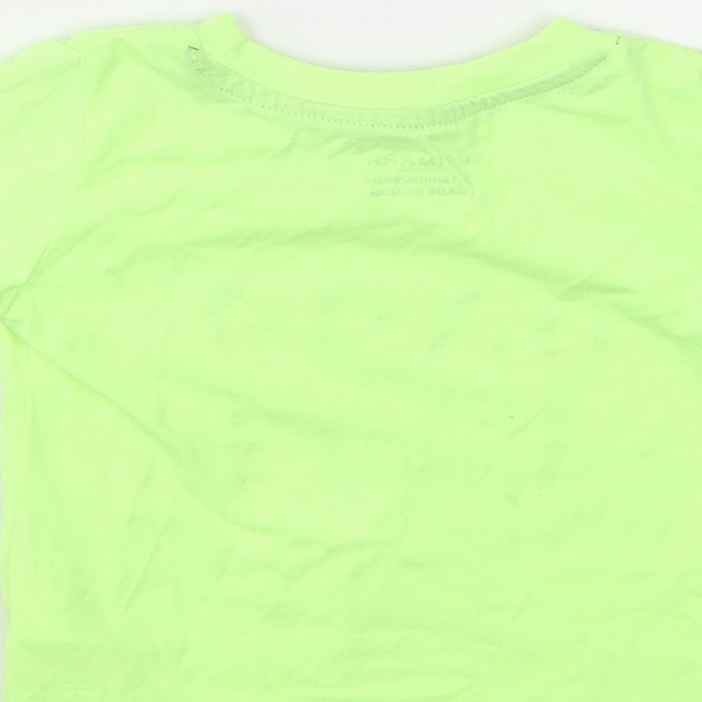 Primarkj Baby Green  Polyester Basic T-Shirt Size 9-12 Months Crew Neck
