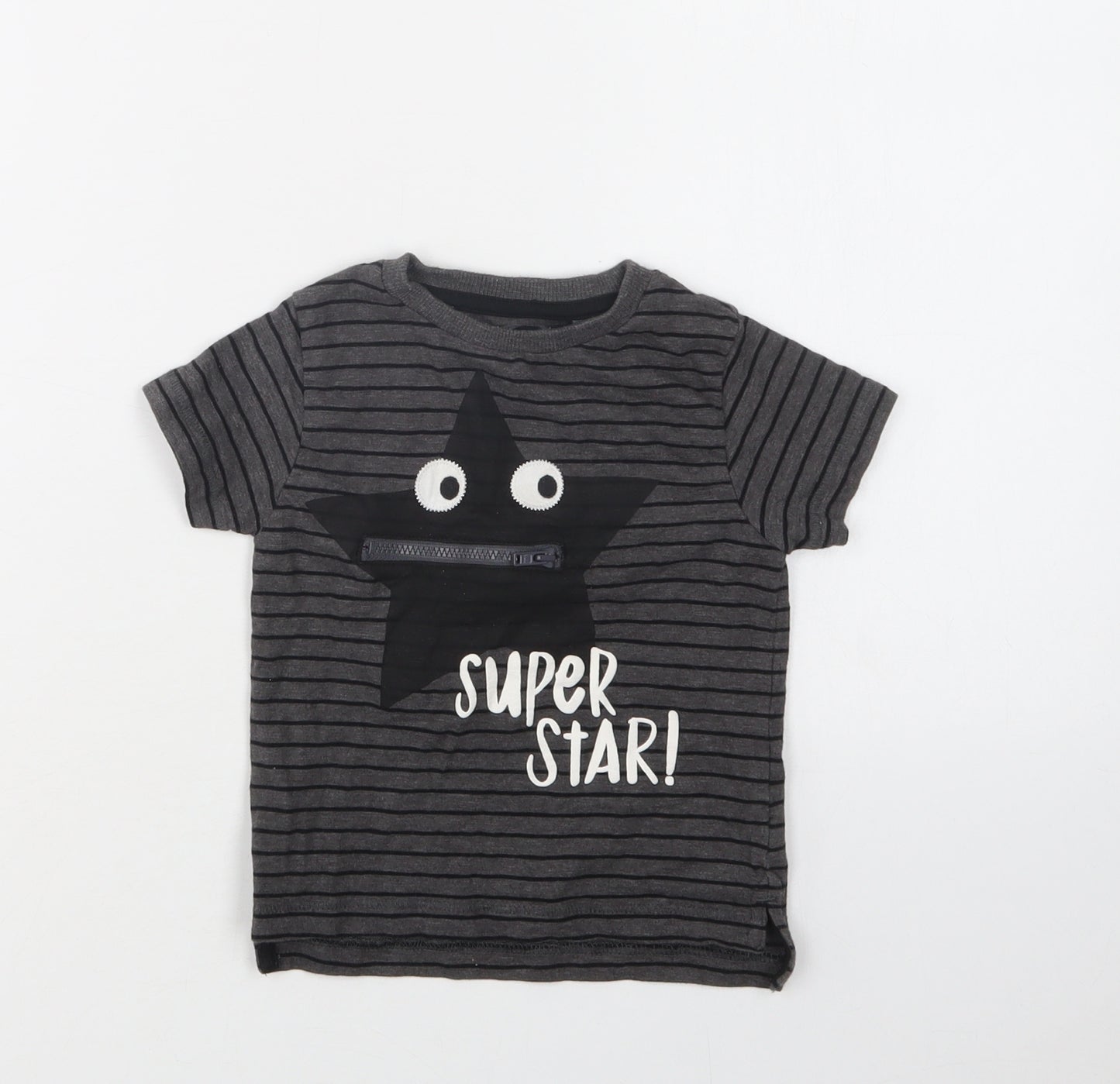 NEXT Baby Gold Striped Cotton Basic T-Shirt Size 9-12 Months Crew Neck  - Star