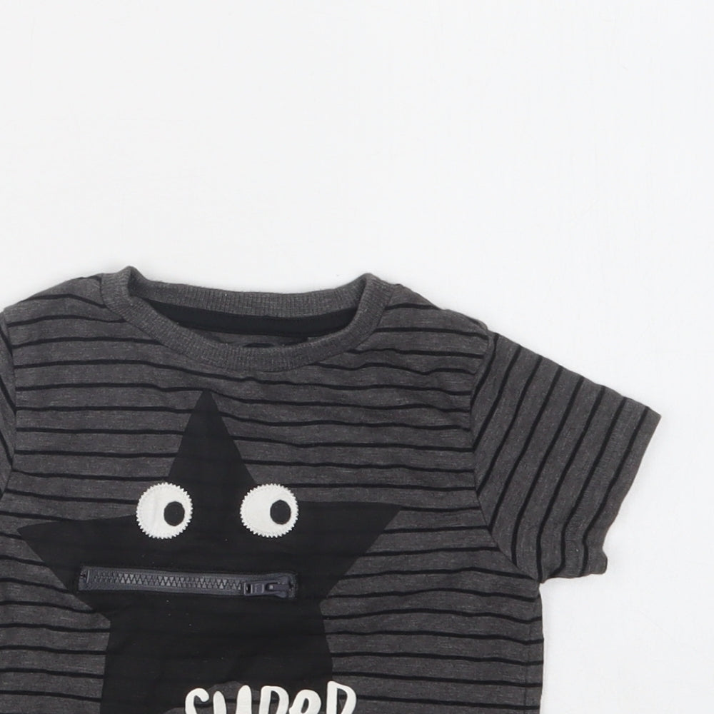NEXT Baby Gold Striped Cotton Basic T-Shirt Size 9-12 Months Crew Neck  - Star