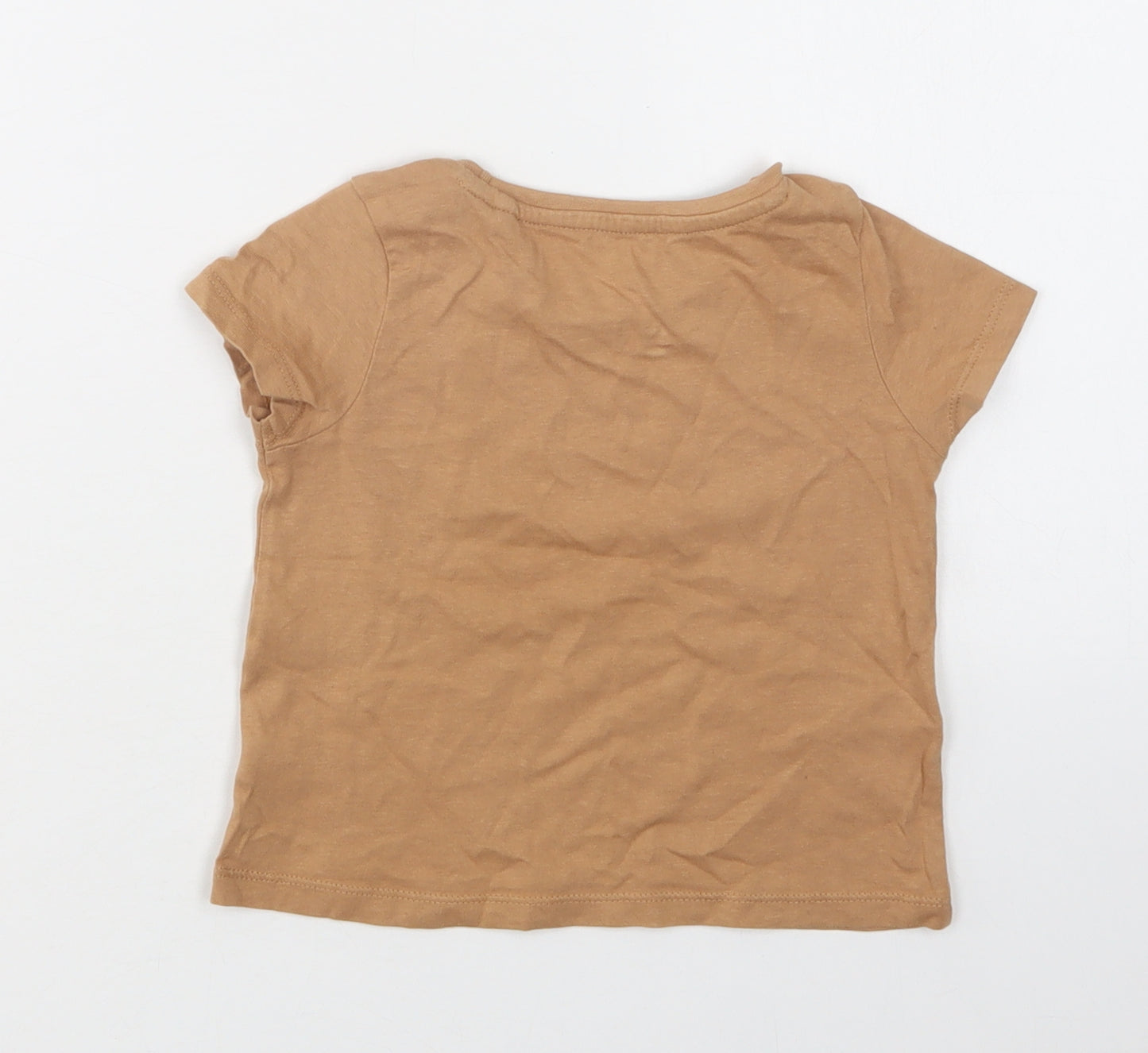 TU Baby Beige  Cotton Basic T-Shirt Size 18-24 Months Crew Neck
