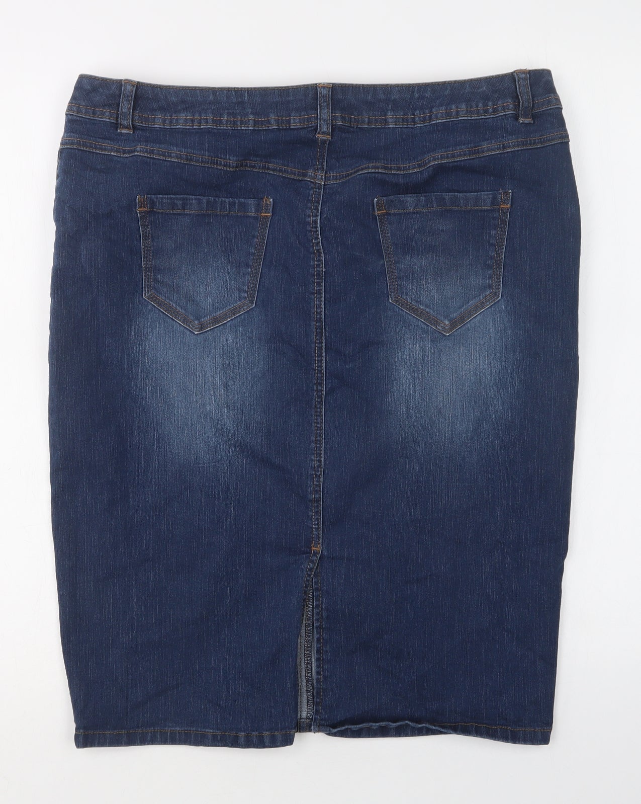 George Womens Blue  Cotton Straight & Pencil Skirt Size 14   Button