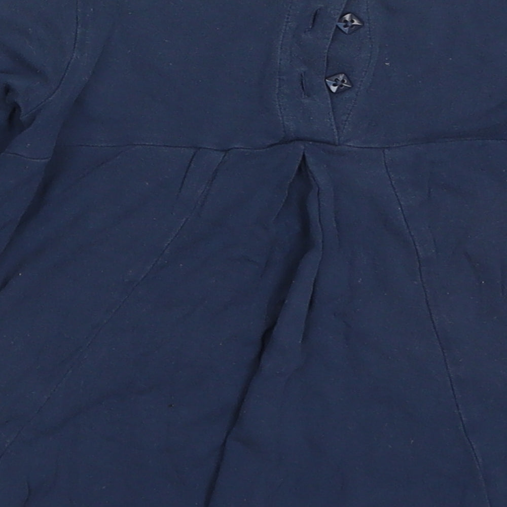 Marks and Spencer Girls Blue  Viscose Basic T-Shirt Size 18-24 Months Round Neck Pullover - Hearts