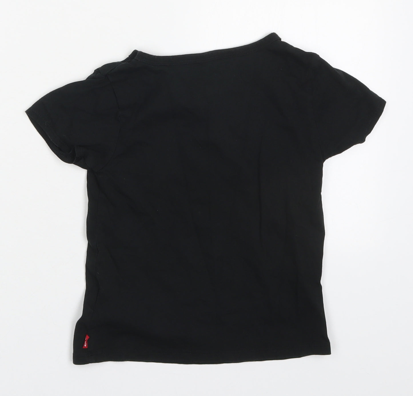 Levi's Girls Black  Cotton Basic T-Shirt Size 6 Years Round Neck Pullover