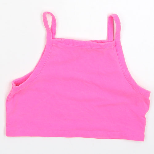 Zara Girls Pink  Cotton Cropped Tank Size 10 Years Square Neck Pullover