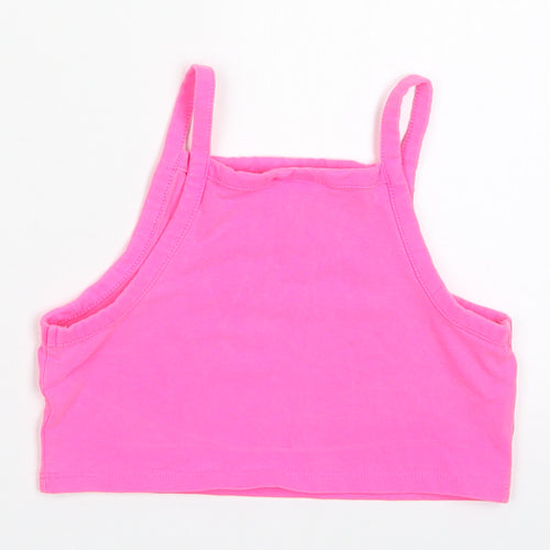 Zara Girls Pink  Cotton Cropped Tank Size 10 Years Square Neck Pullover