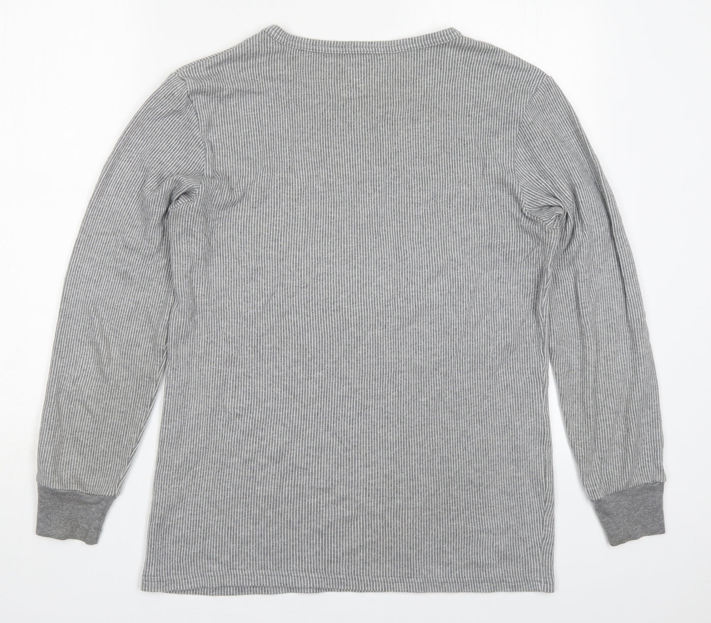 F&F Mens Grey Striped Cotton Pullover Sweatshirt Size L