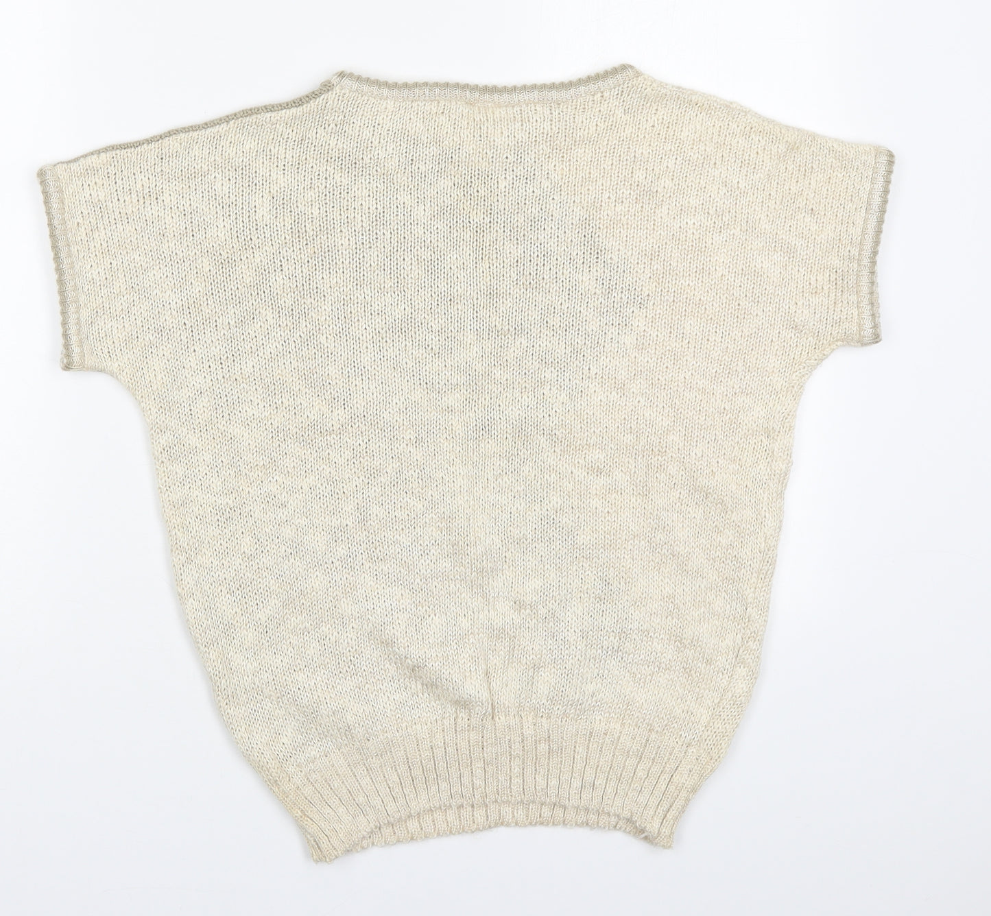 Littlewoods Womens Beige Round Neck  Acrylic Pullover Jumper Size 16   - Colour Block
