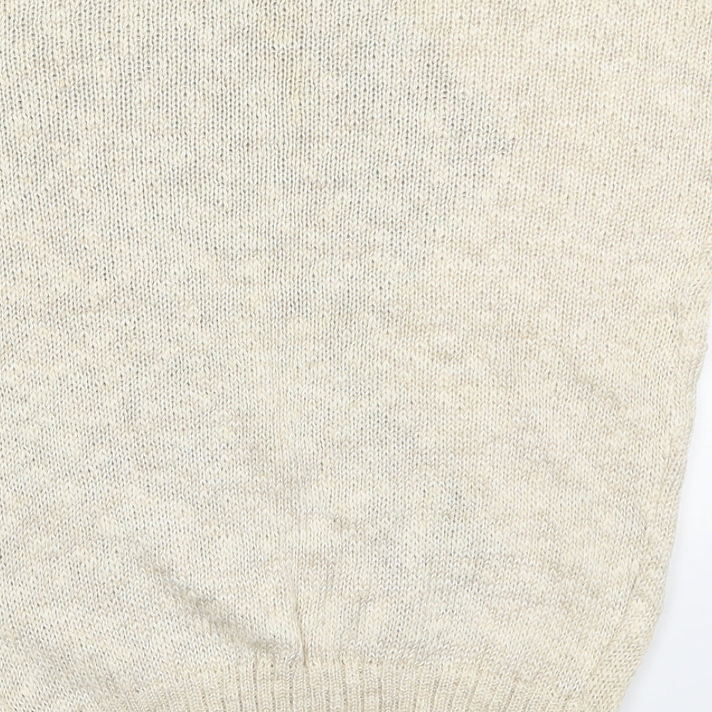 Littlewoods Womens Beige Round Neck  Acrylic Pullover Jumper Size 16   - Colour Block