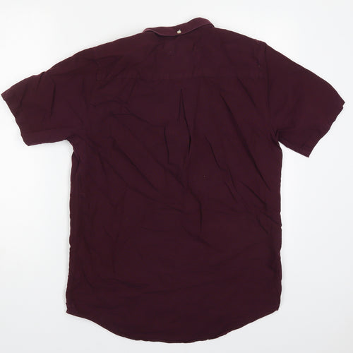 River Island Mens Red  Cotton  Button-Up Size S Collared Button - Burgundy