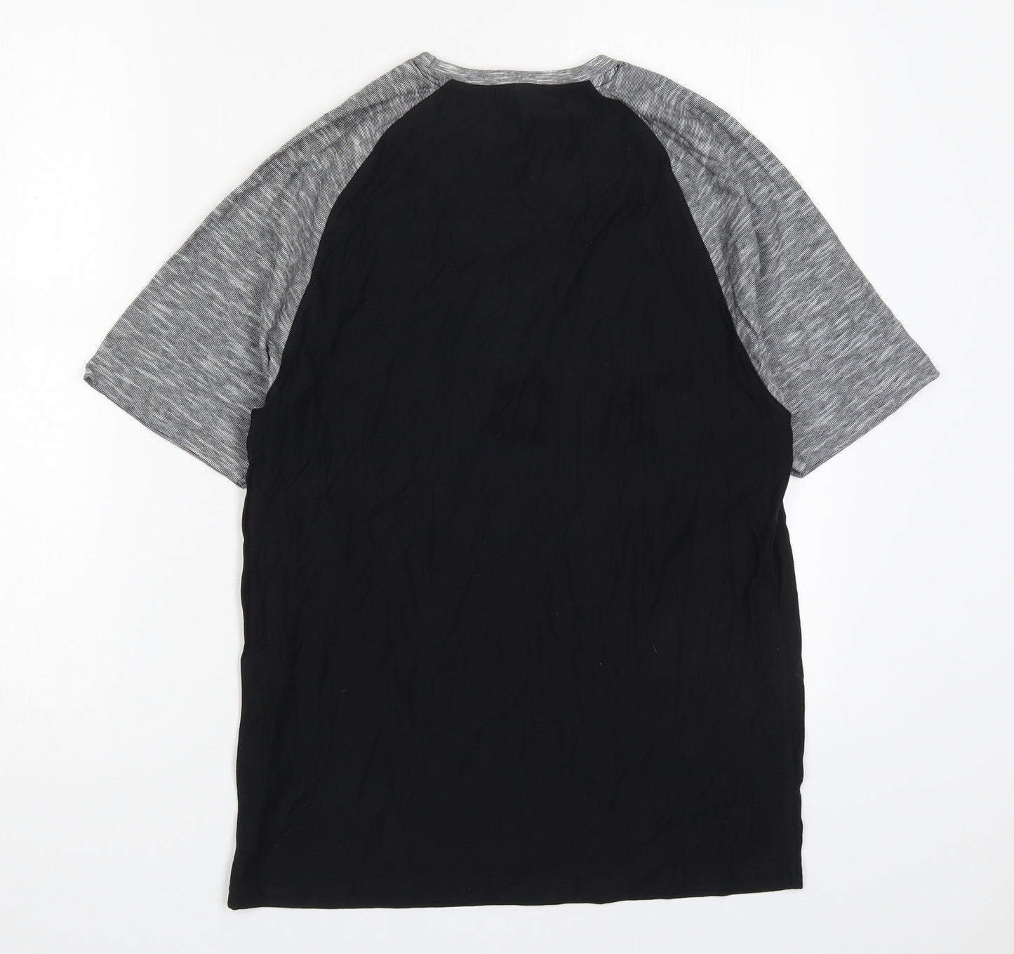 Max Mens Black  Cotton  T-Shirt Size M Crew Neck  - Grey
