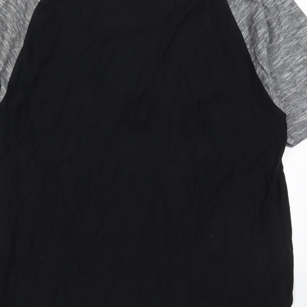 Max Mens Black  Cotton  T-Shirt Size M Crew Neck  - Grey