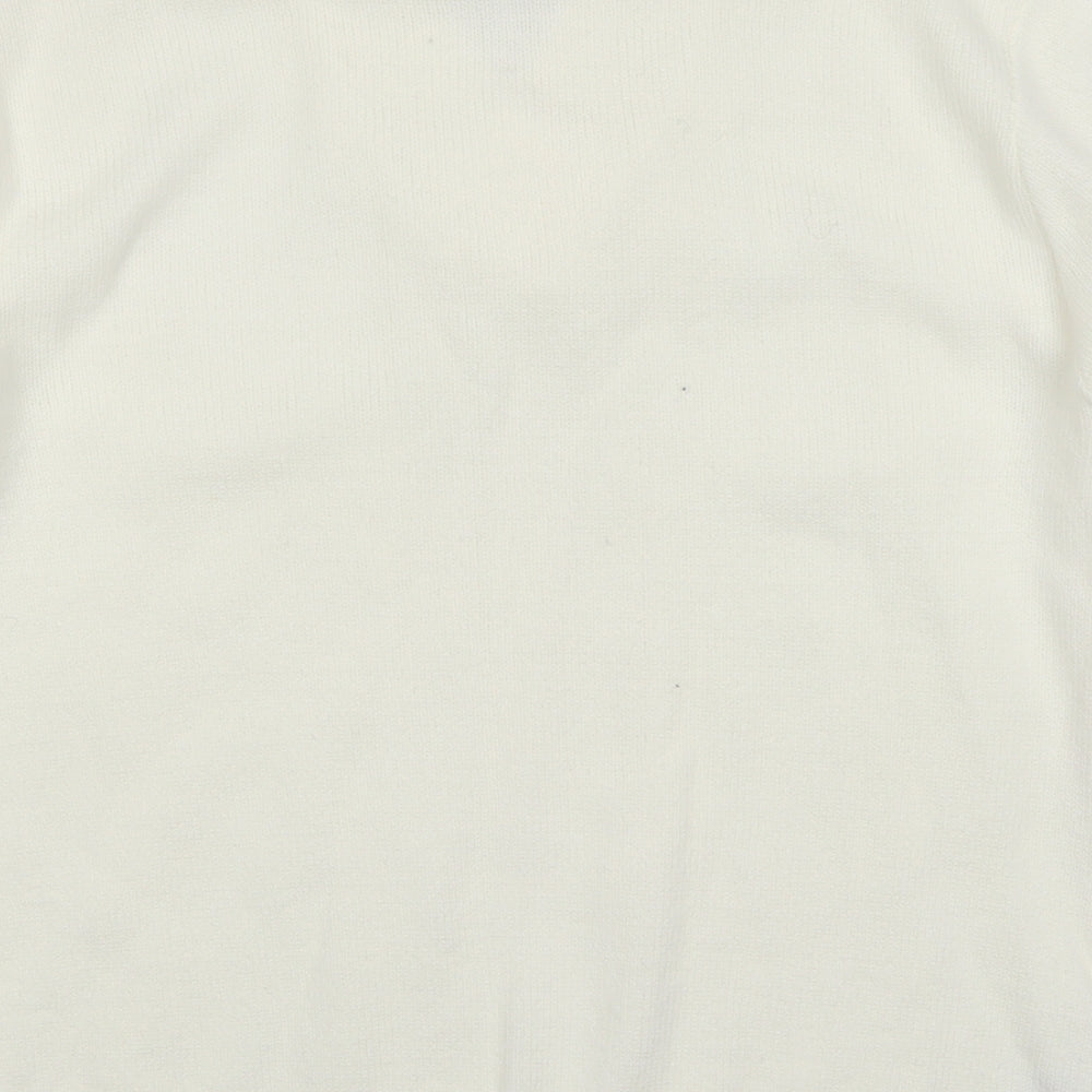 CHIC Womens White Collared  Acrylic Pullover Jumper Size L