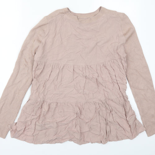Marks and Spencer Womens Pink Round Neck  Viscose Pullover Jumper Size 10
