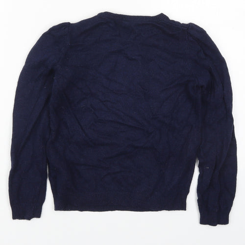 H&M Girls Blue Round Neck  Viscose Pullover Jumper Size 7-8 Years  Pullover - Polar Bear