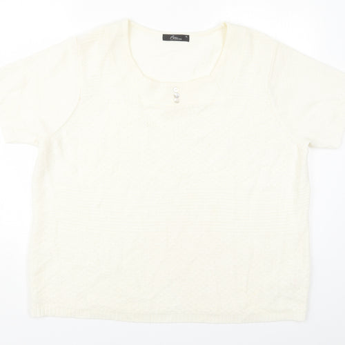 Bonmarché Womens Beige Round Neck  Acrylic Pullover Jumper Size XL