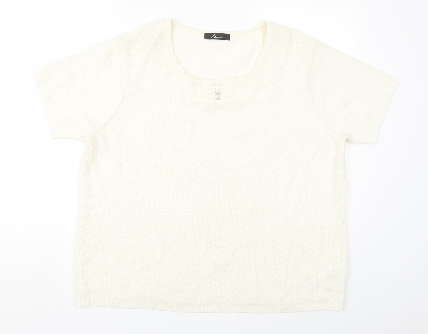Bonmarché Womens Beige Round Neck  Acrylic Pullover Jumper Size XL