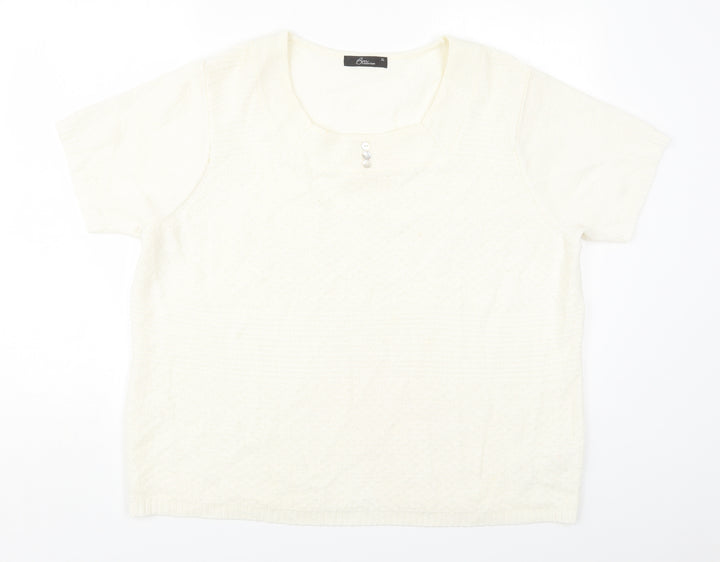 Bonmarché Womens Beige Round Neck  Acrylic Pullover Jumper Size XL