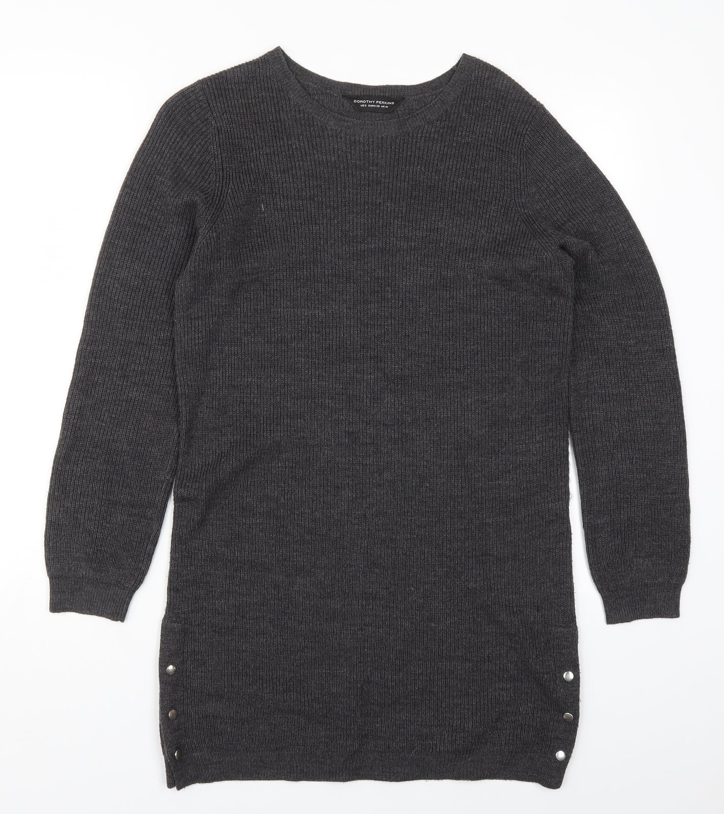 Dorothy Perkins Womens Grey Round Neck  Acrylic Pullover Jumper Size 10