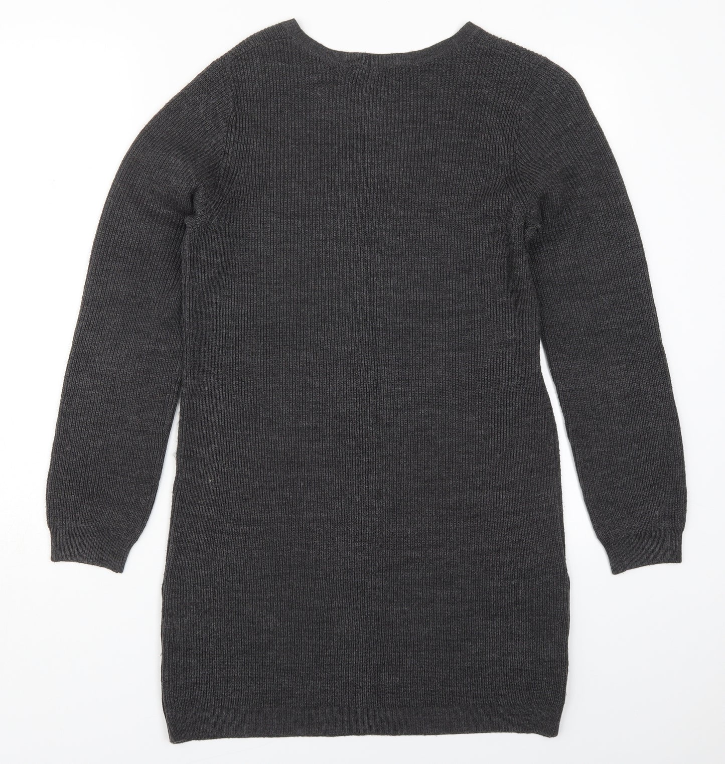 Dorothy Perkins Womens Grey Round Neck  Acrylic Pullover Jumper Size 10