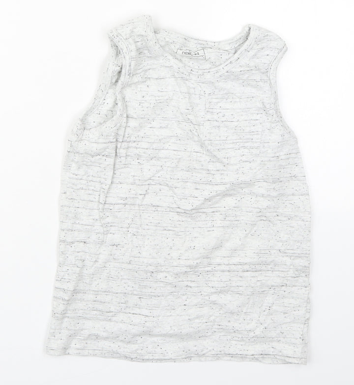 NEXT Boys Grey Cotton Basic Tank Size 9 Years Round Neck Pullover