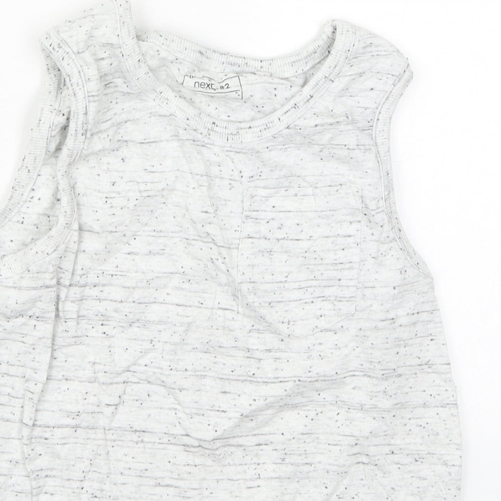 NEXT Boys Grey  Cotton Basic Tank Size 9 Years Round Neck Pullover