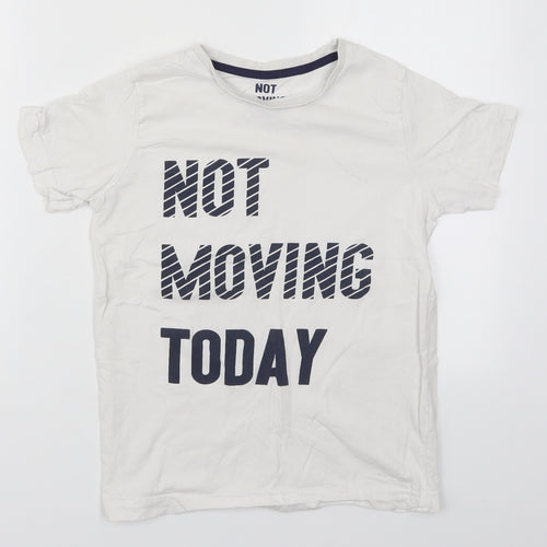 Matalan Boys White  Cotton Basic T-Shirt Size 10-11 Years Crew Neck Pullover - Not Moving Today