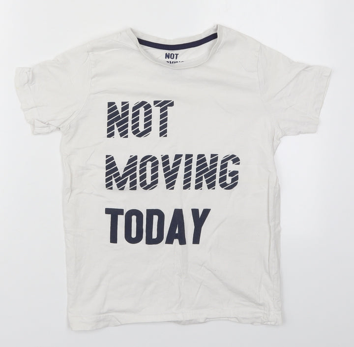 Matalan Boys White Cotton Basic T-Shirt Size 10-11 Years Crew Neck Pullover - Not Moving Today
