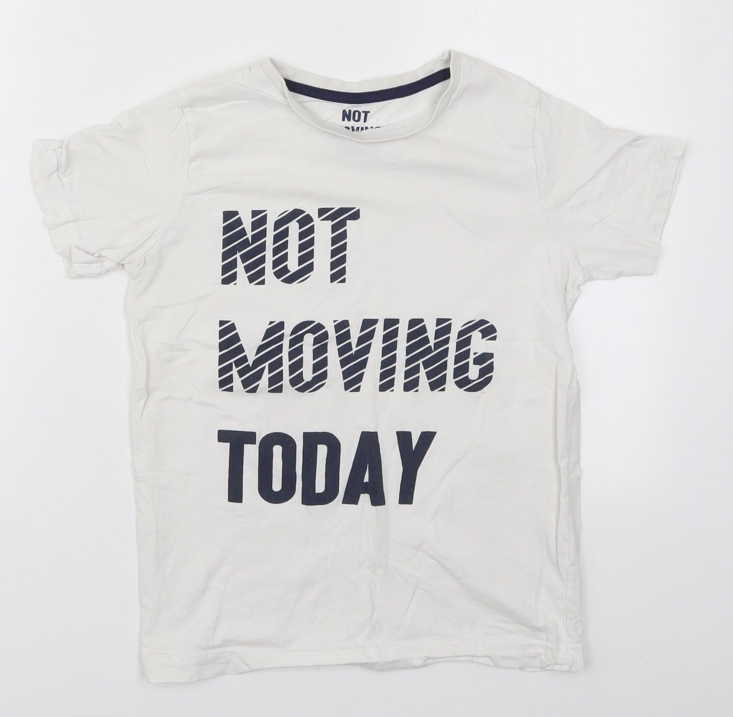 Matalan Boys White  Cotton Basic T-Shirt Size 10-11 Years Crew Neck Pullover - Not Moving Today