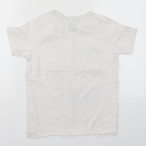 Matalan Boys White  Cotton Basic T-Shirt Size 10-11 Years Crew Neck Pullover - Not Moving Today